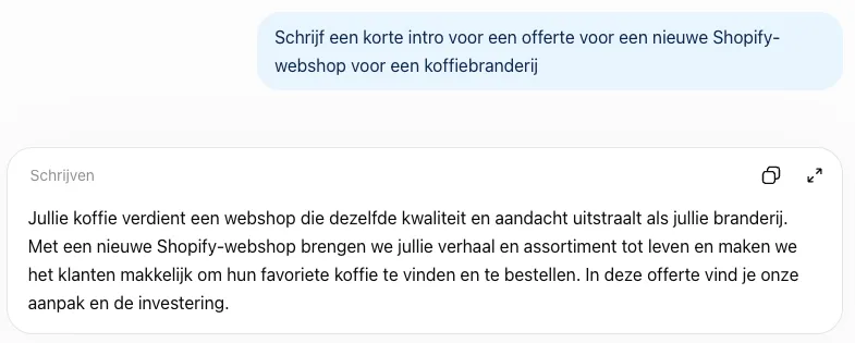 ChatGPT's answer in my own account (in Dutch)